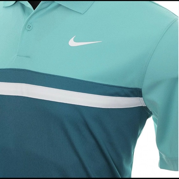NIKE MEN'S DRI-FIT VICTORY COLOR BLOCK GOLF POLO SZ M TEAL SPRUCE - Picture 2 of 6